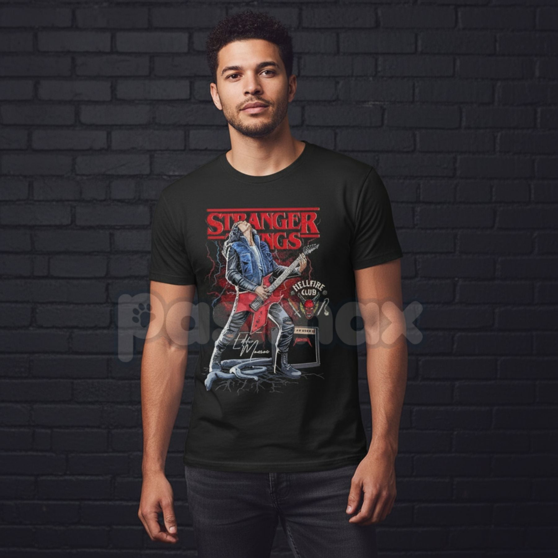 Pasimax Eddie Munson Tribute T-Shirt - Stranger Things Hellfire Club Leader Tee, Vintage Metal Dungeons & Dragons Apparel, 80