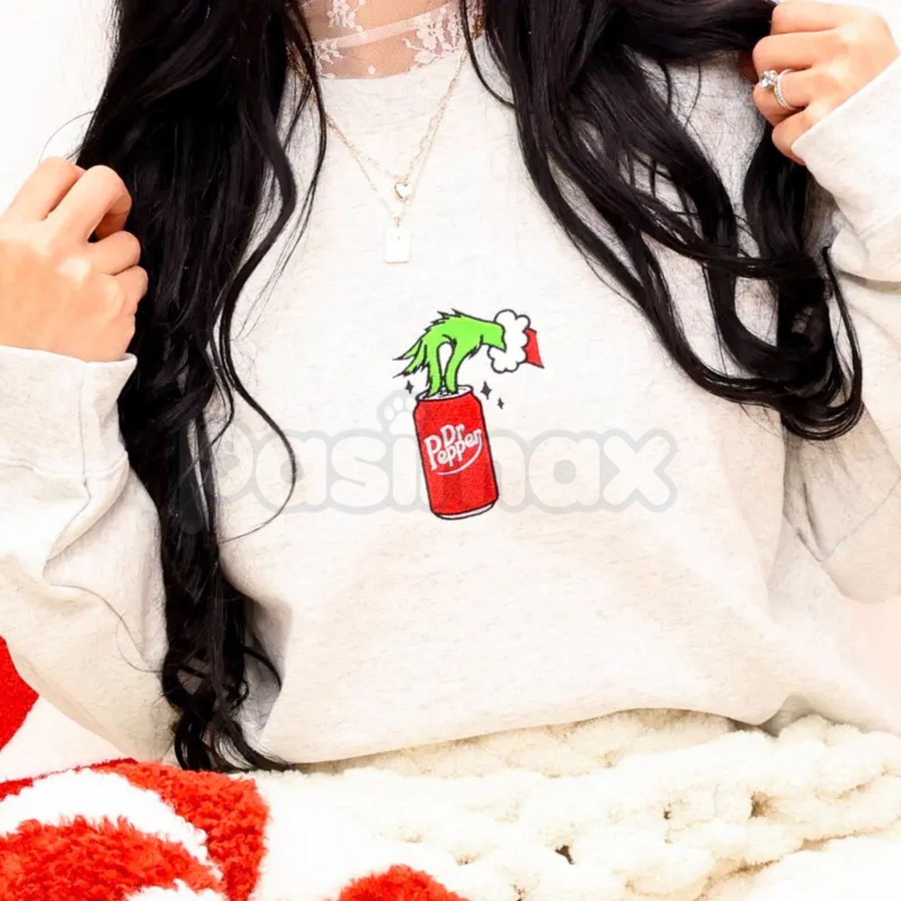 Pasimax Embroidered Christmas Drink Sweatshirt – Festive Holiday Beverage Crewneck — main product shot