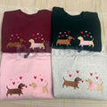 Pasimax Embroidered Dachshund Valentine’s Day Sweatshirt – Cute Doxie Heart Crewneck — main product shot