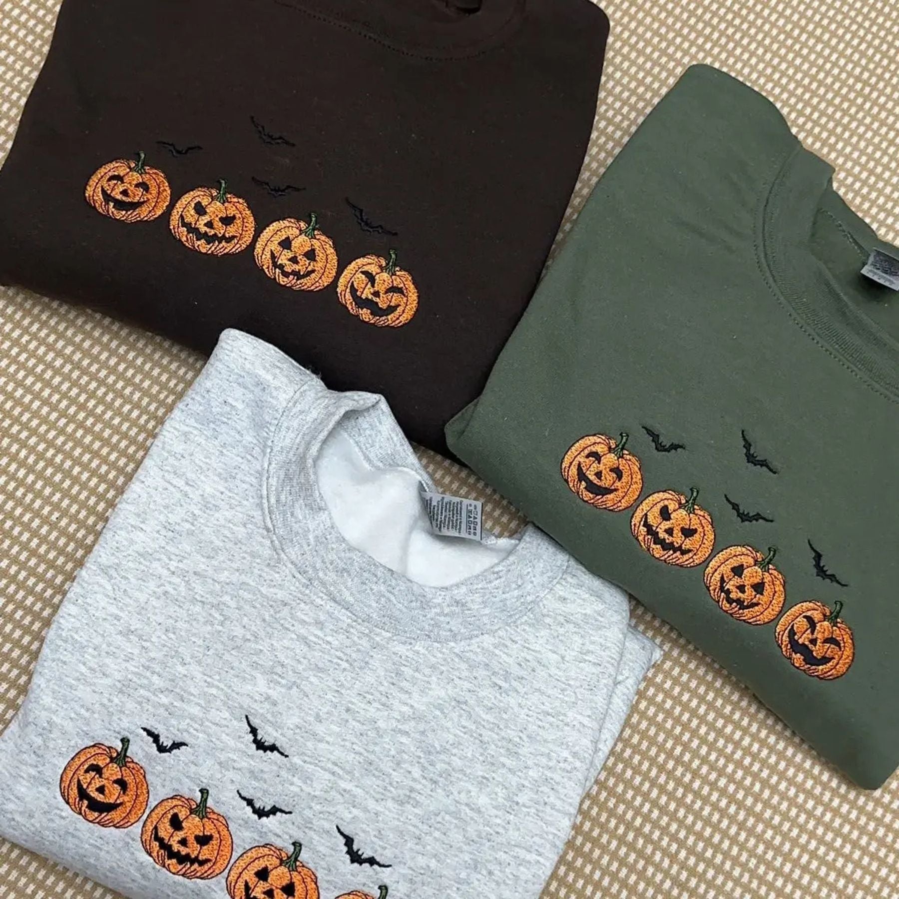Pasimax Embroidered Halloween Pumpkins & Bats Sweatshirt — main product shot