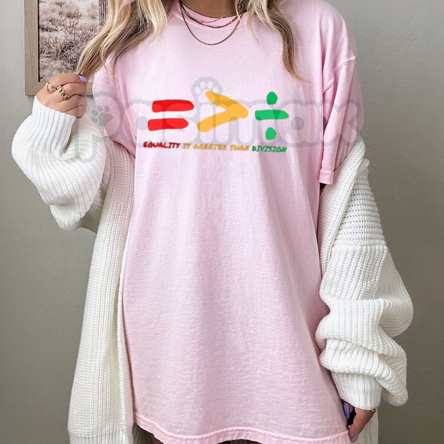 Pasimax "Equality > Division" Graphic T-Shirt - Social Justice Math Symbol Tee, Unisex Human Rights Statement Shirt, Premium 