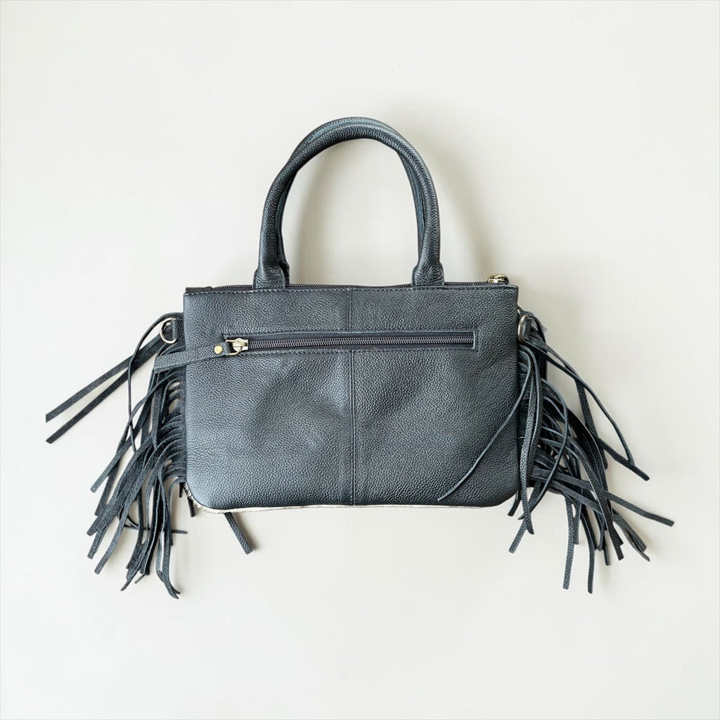 Genuine Leather and Cowhide Fringe Wristlet/Crossbody