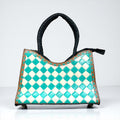 Checkered Tote Crossbody Turquoise