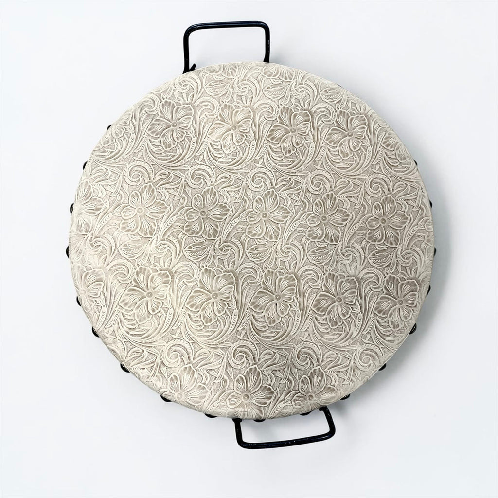 Tooled Genuine Round Wood Trays