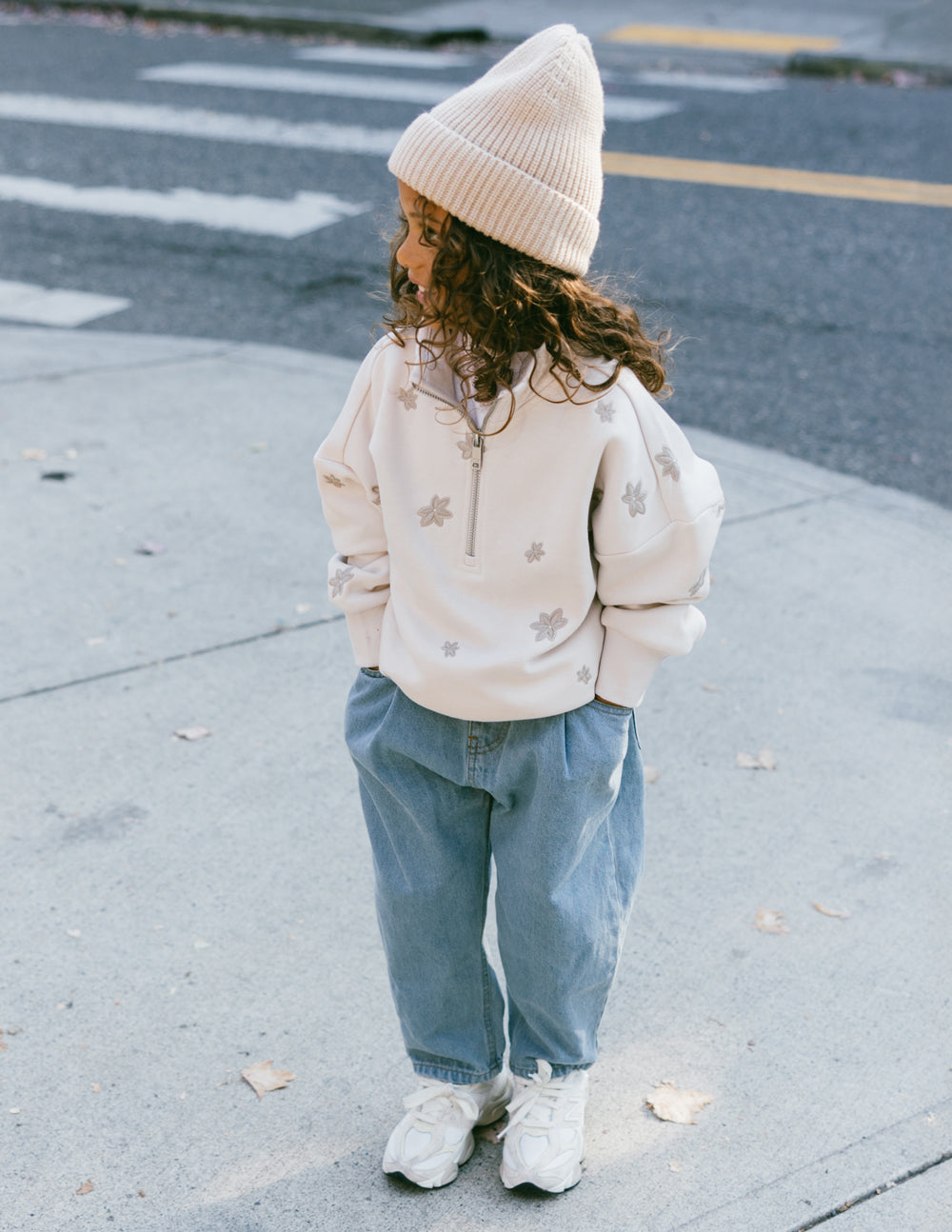 Elevated Faith Floral Kids Half-Zip — main product shot