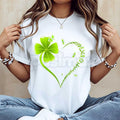 Pasimax Four Leaf Clover Heart St. Patrick's Day T-Shirt - Lucky Clover Heart Graphic Tee, Premium 100% Cotton Crew Neck Cele
