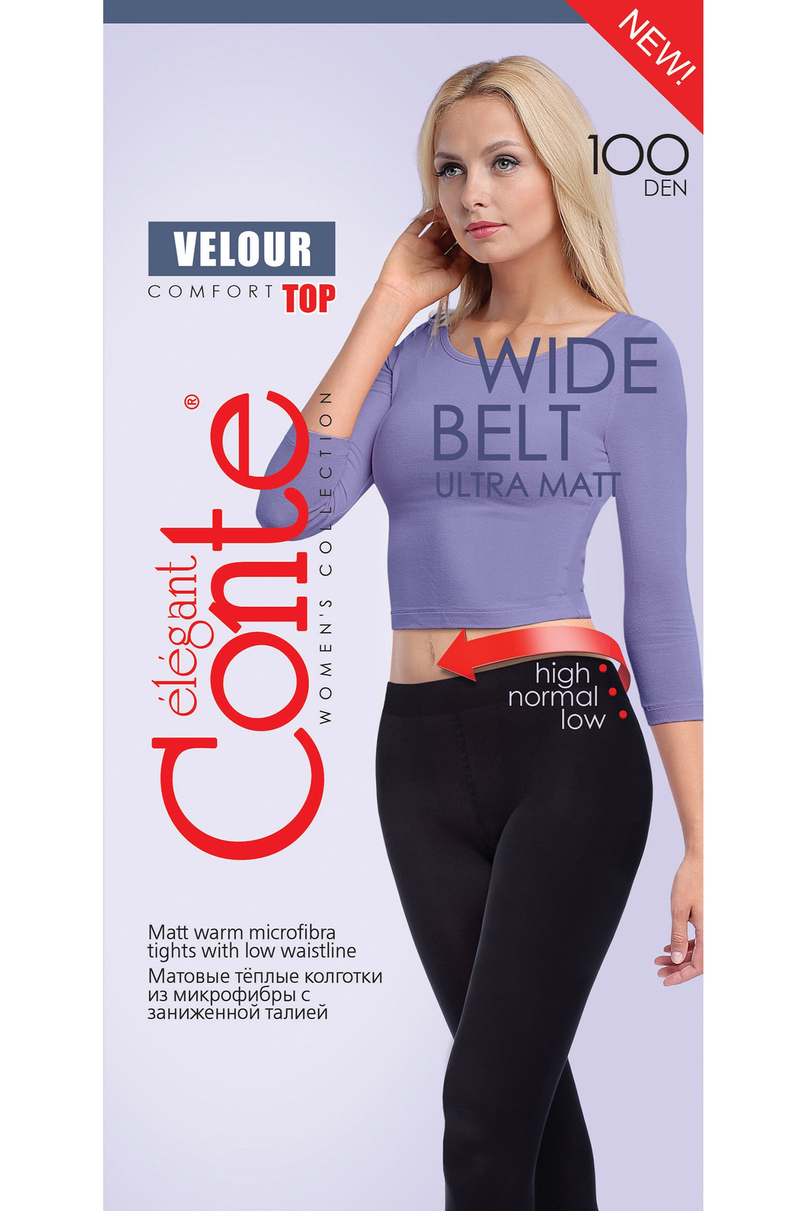TheRanok.com Tights Conte Velour Top 100 Den - Matte Adjustable Waistline — packaging