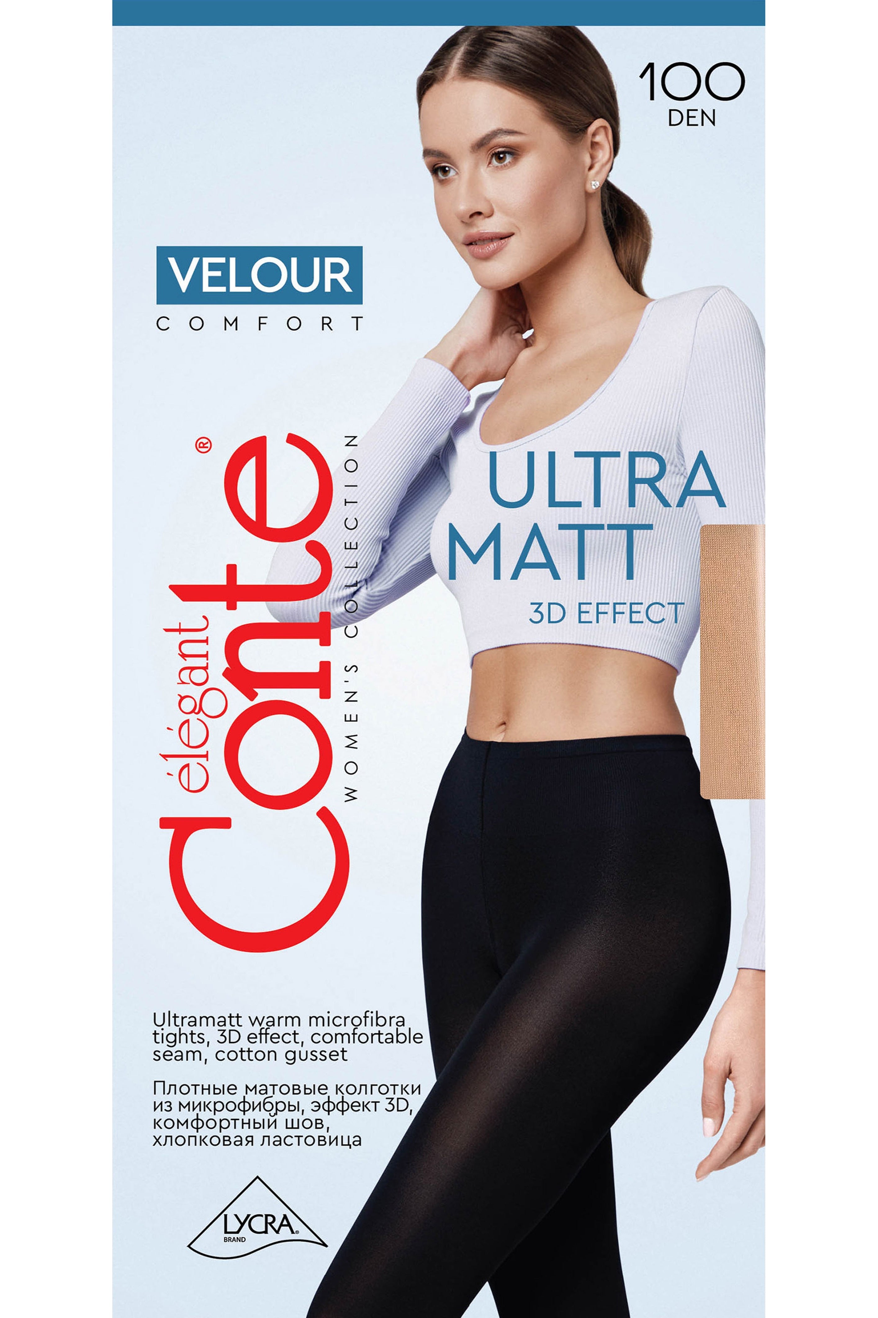 TheRanok.com Tights Conte Velour 100 Den - Matte Warm Microfibra — packaging