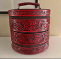 Western Tooled Leather 3 Tier Storage Box