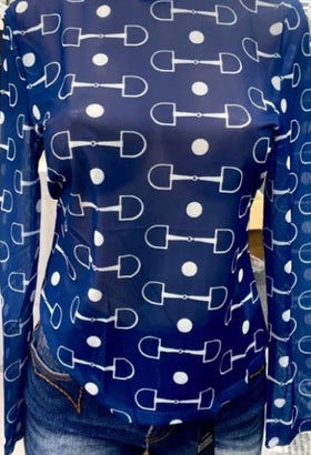 Lucky and Blessed Mesh Top Blue Bit