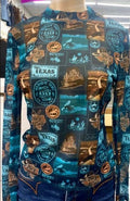 Lucky and Blessed Mesh Top Blue Collage