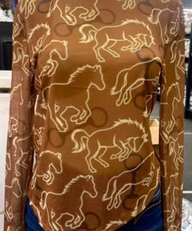 Lucky and Blessed Mesh Top Brown
