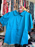 Collared Button Down Puff Short Sleeve Shirt.
