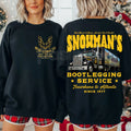 Pasimax Funny Snowman's Bootlegging Service 2-Sided Sweatshirt | Prohibition Era Holiday Humor Crewneck — main product shot