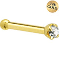 BodyCandy Solid 14K Yellow Gold 1.5mm Genuine Diamond Nose Ring — detail close-up