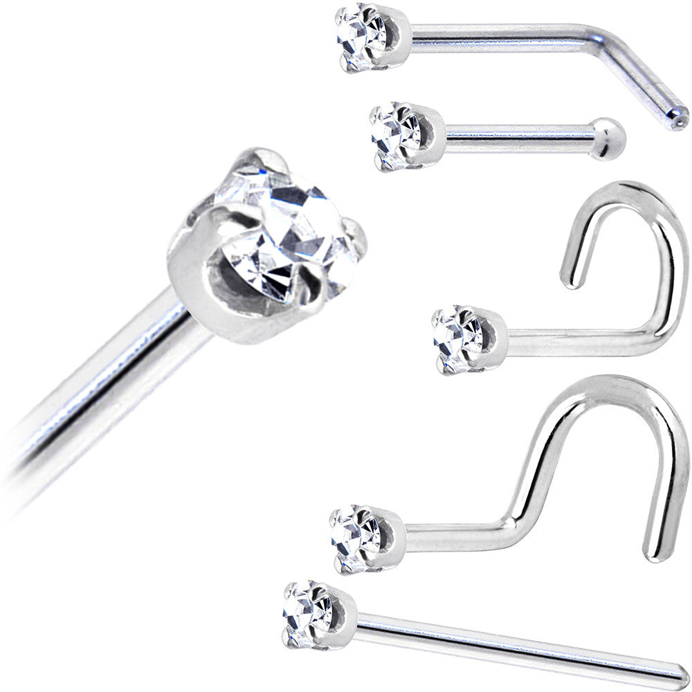 BodyCandy Solid 14K White Gold 1.5mm Genuine Diamond Nose Ring — product on model