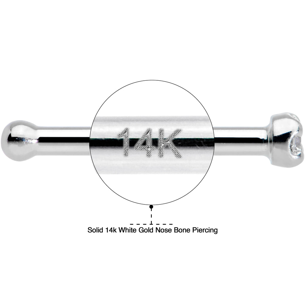 BodyCandy 18G Solid 14k White Gold 1.5mm Genuine Diamond Nose Bone — branding close-up