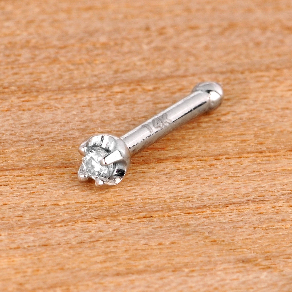 BodyCandy 18G Solid 14k White Gold 1.5mm Genuine Diamond Nose Bone — scale reference