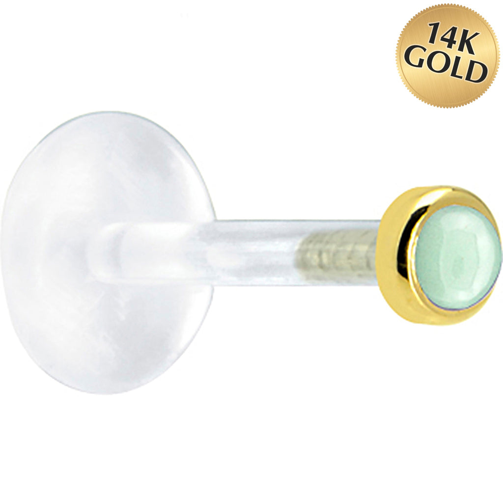 BodyCandy 16G 5/16 Solid 14K Yellow Gold 2mm Genuine Aventurine Quartz Bioplast Tragus Earring Stud — main product shot