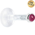 BodyCandy Solid 14K White Gold 2mm Genuine Rhodolite Garnet Bioplast Push in Labret — main product shot