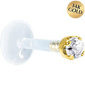 BodyCandy Solid 14K Yellow Gold 1.5mm Genuine Diamond Bioplast Push in Labret — main product shot