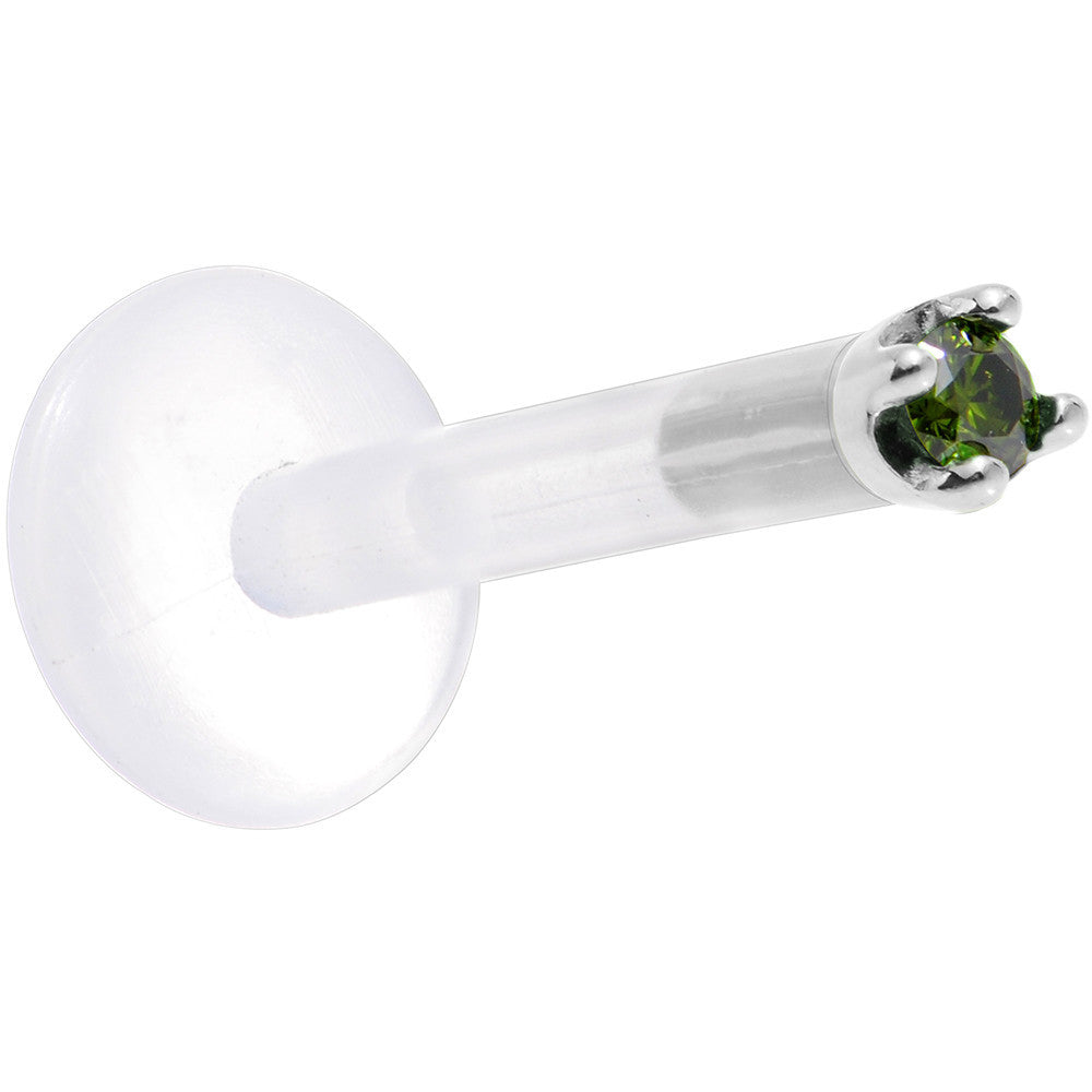 BodyCandy Solid 14K White Gold 1.5mm Genuine Green Diamond Bioplast Push in Labret — lifestyle context