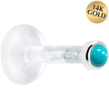 BodyCandy Solid 14K White Gold 2mm Genuine Turquoise Bioplast Push in Monroe — main product shot