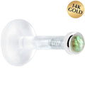 BodyCandy Solid 14K White Gold 2mm Genuine Labradorite Bioplast Push in Monroe — main product shot