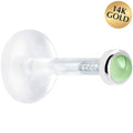 BodyCandy Solid 14K White Gold 2mm Genuine Peridot Bioplast Push in Monroe — main product shot