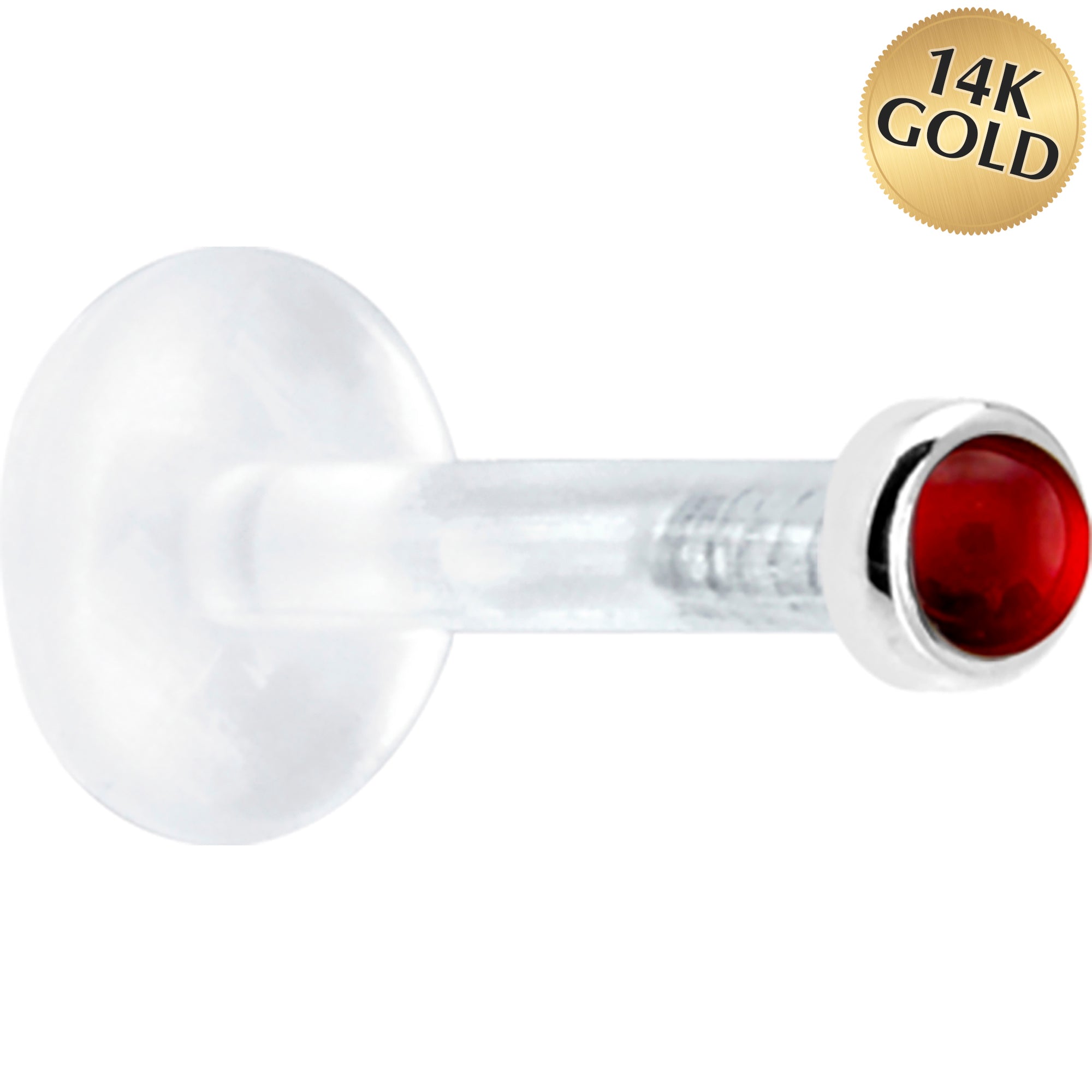 BodyCandy Solid 14K White Gold 2mm Genuine Ruby Bioplast Push in Monroe — main product shot