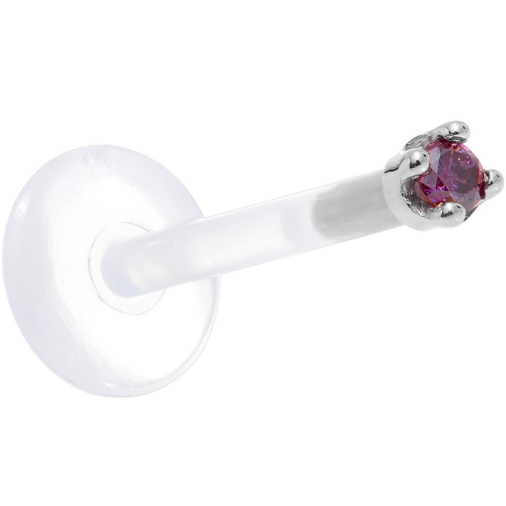 BodyCandy Solid 14K White Gold 1.5mm Genuine Purple Diamond Bioplast Push in Monroe — back view