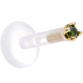 BodyCandy Solid 14K Yellow Gold 1.5mm Genuine Green Diamond Bioplast Push in Monroe — detail close-up
