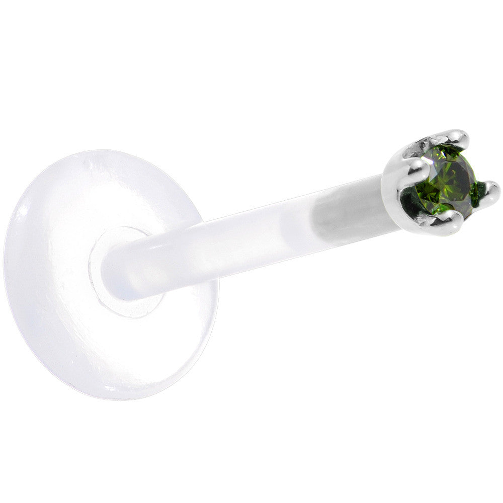 BodyCandy Solid 14K White Gold 1.5mm Genuine Green Diamond Bioplast Push in Monroe — back view