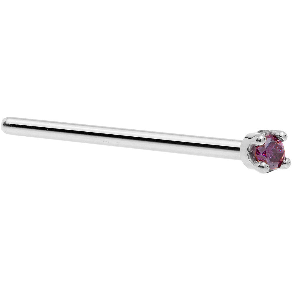 BodyCandy Solid 14K White Gold 1.5mm Genuine Purple Diamond Nose Ring — alternative angle
