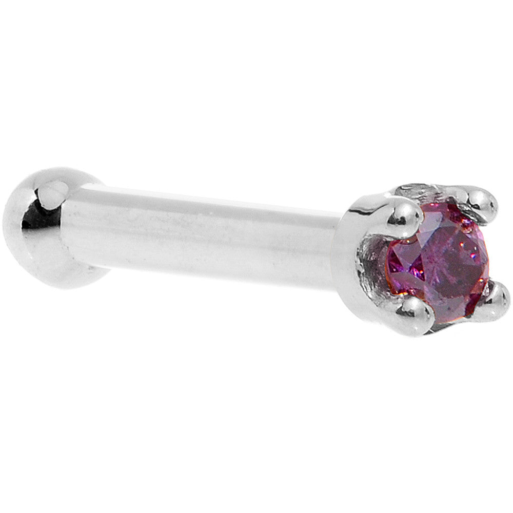 BodyCandy Solid 14K White Gold 1.5mm Genuine Purple Diamond Nose Ring — back view