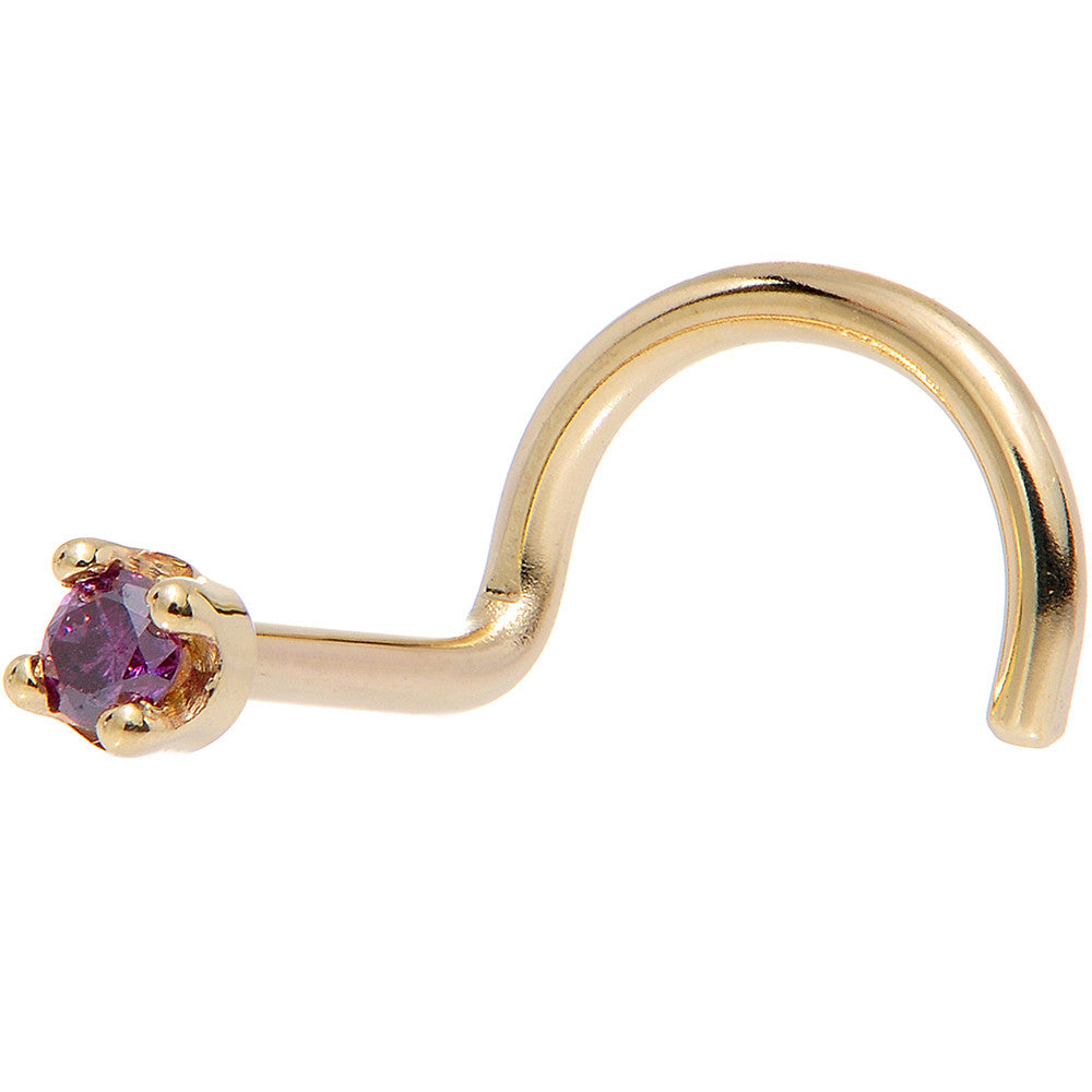BodyCandy Solid 14K Yellow Gold 1.5mm Genuine Purple Diamond Nose Ring — size reference