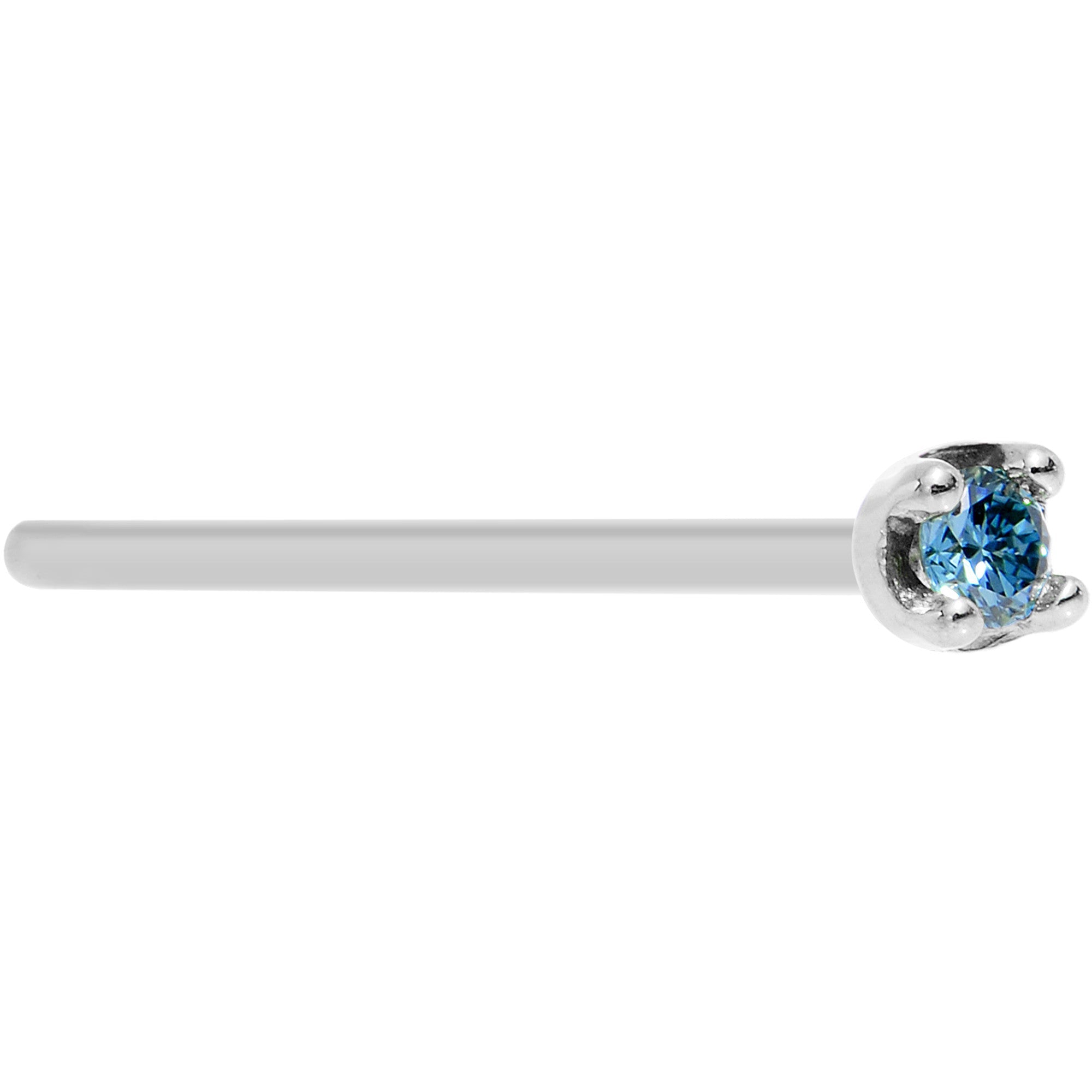 BodyCandy Solid 14K White Gold 1.5mm Genuine Blue Diamond Nose Ring — in-use photo