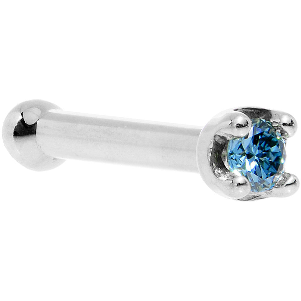 BodyCandy 14k White Gold 2mm Lab Grown Blue Diamond Nose Ring — alternative angle