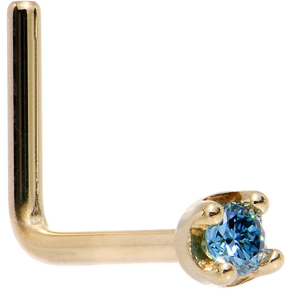 BodyCandy Solid 14K Yellow Gold 1.5mm Genuine Blue Diamond Nose Ring — color detail