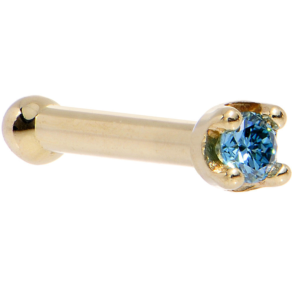 BodyCandy 14k Yellow Gold 2mm Lab Grown Blue Diamond Nose Ring — alternative angle