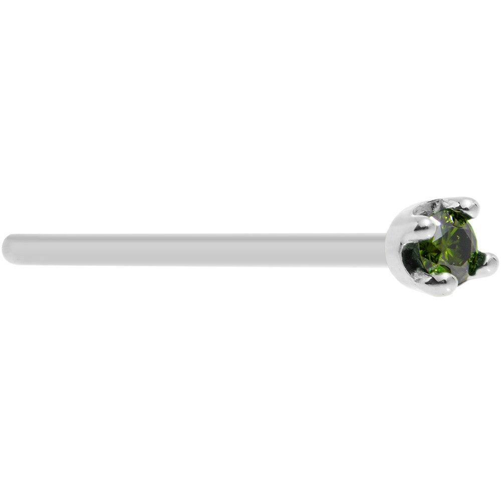 BodyCandy 14k White Gold 2mm Lab Grown Green Diamond Nose Ring — in-use photo