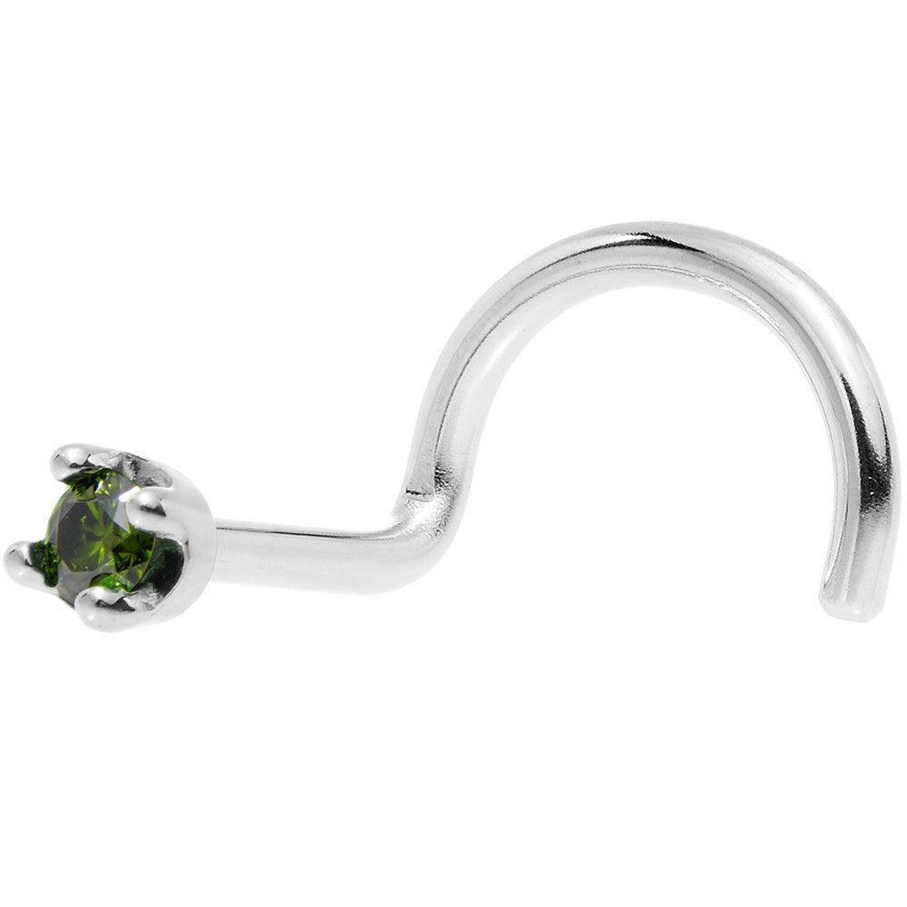 BodyCandy 14k White Gold 2mm Lab Grown Green Diamond Nose Ring — size reference