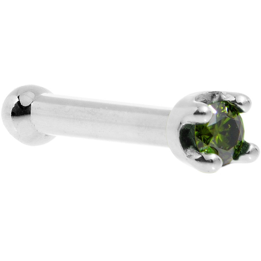 BodyCandy Solid 14K White Gold 1.5mm Genuine Green Diamond Nose Ring — alternative angle