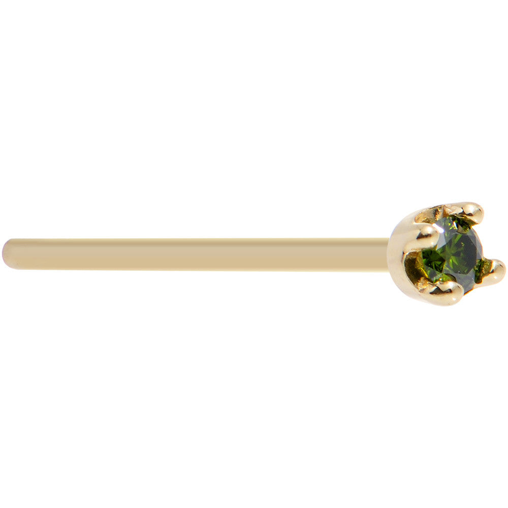 BodyCandy 14k Yellow Gold 2mm Lab Grown Green Diamond Nose Ring — in-use photo