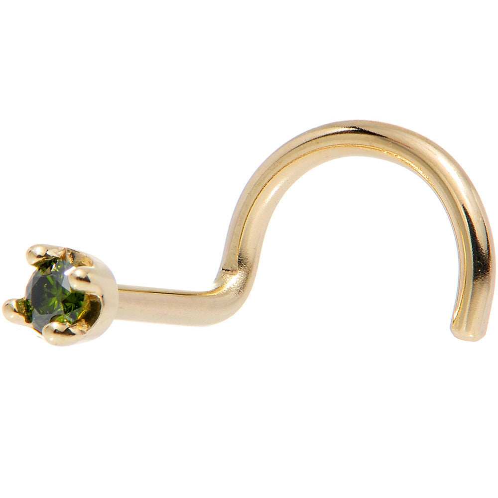 BodyCandy Solid 14K Yellow Gold 1.5mm Genuine Green Diamond Nose Ring — size reference