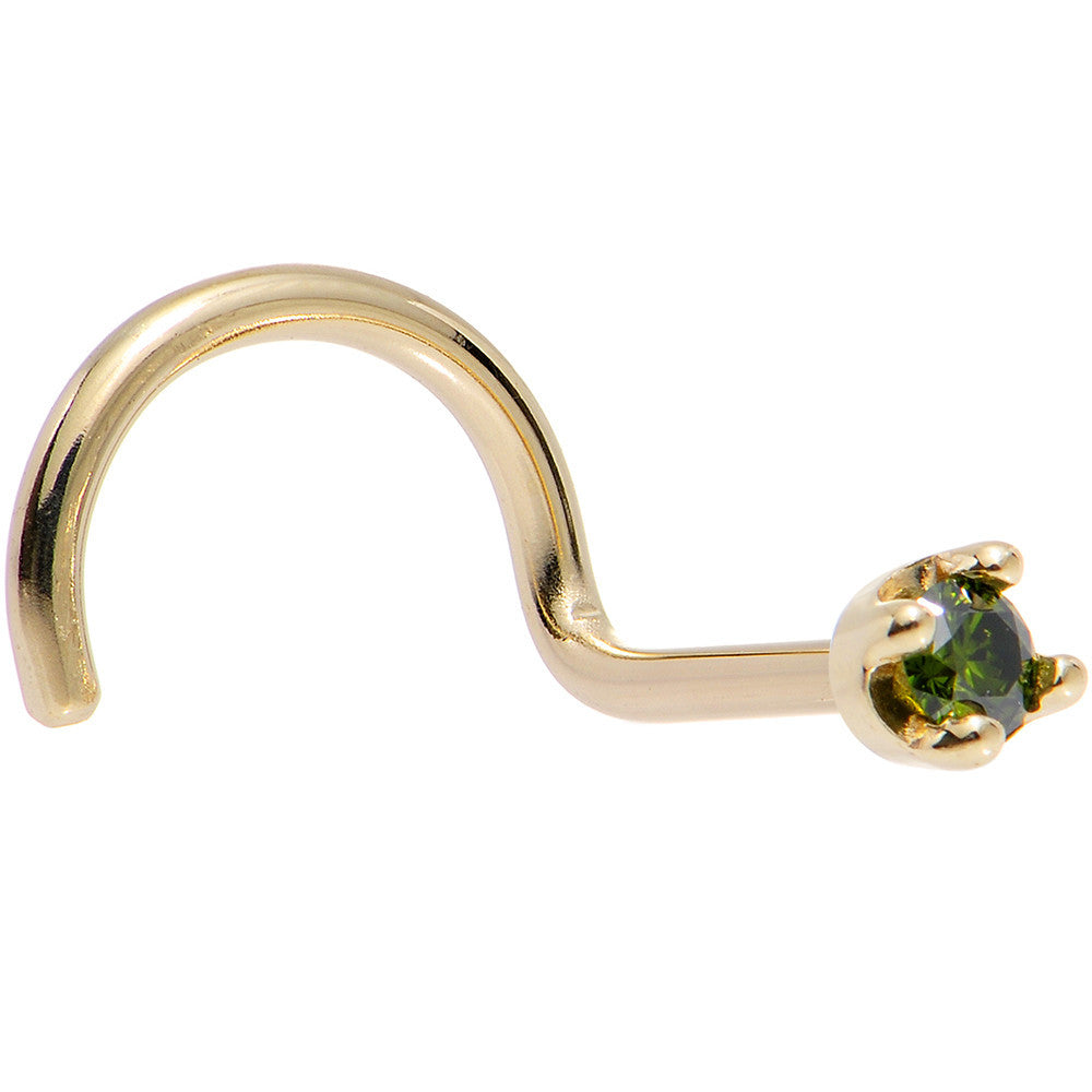 BodyCandy Solid 14K Yellow Gold 1.5mm Genuine Green Diamond Nose Ring — packaging