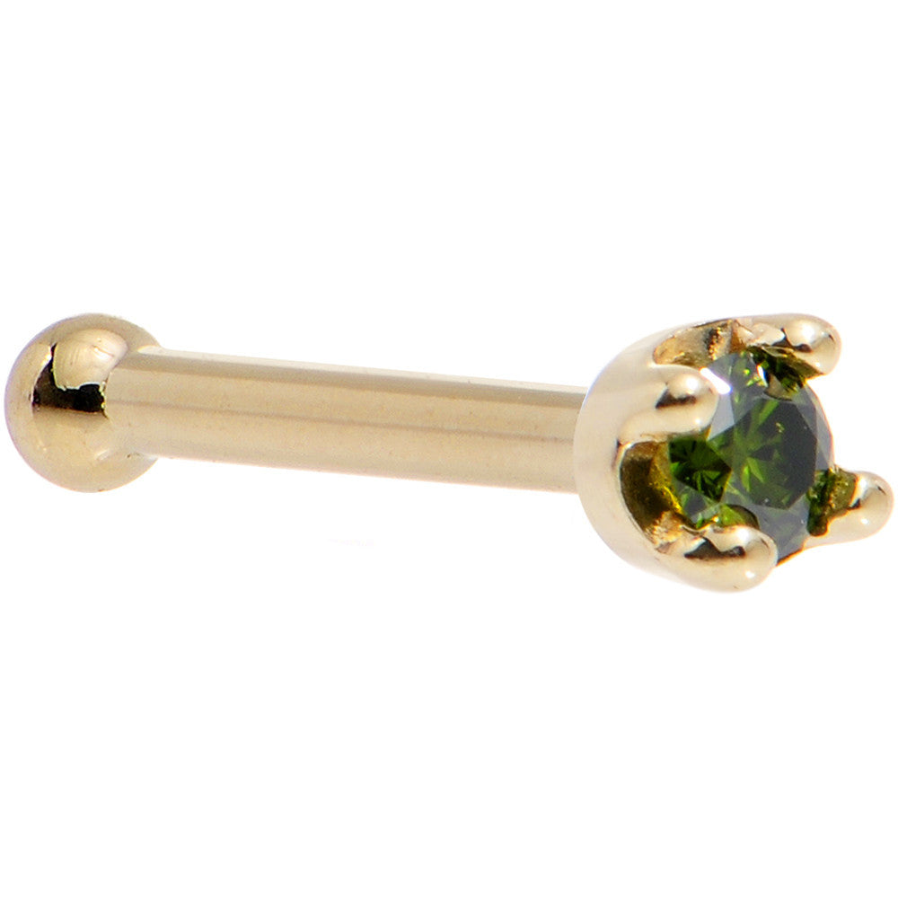 BodyCandy 14k Yellow Gold 2mm Lab Grown Green Diamond Nose Ring — comparison shot
