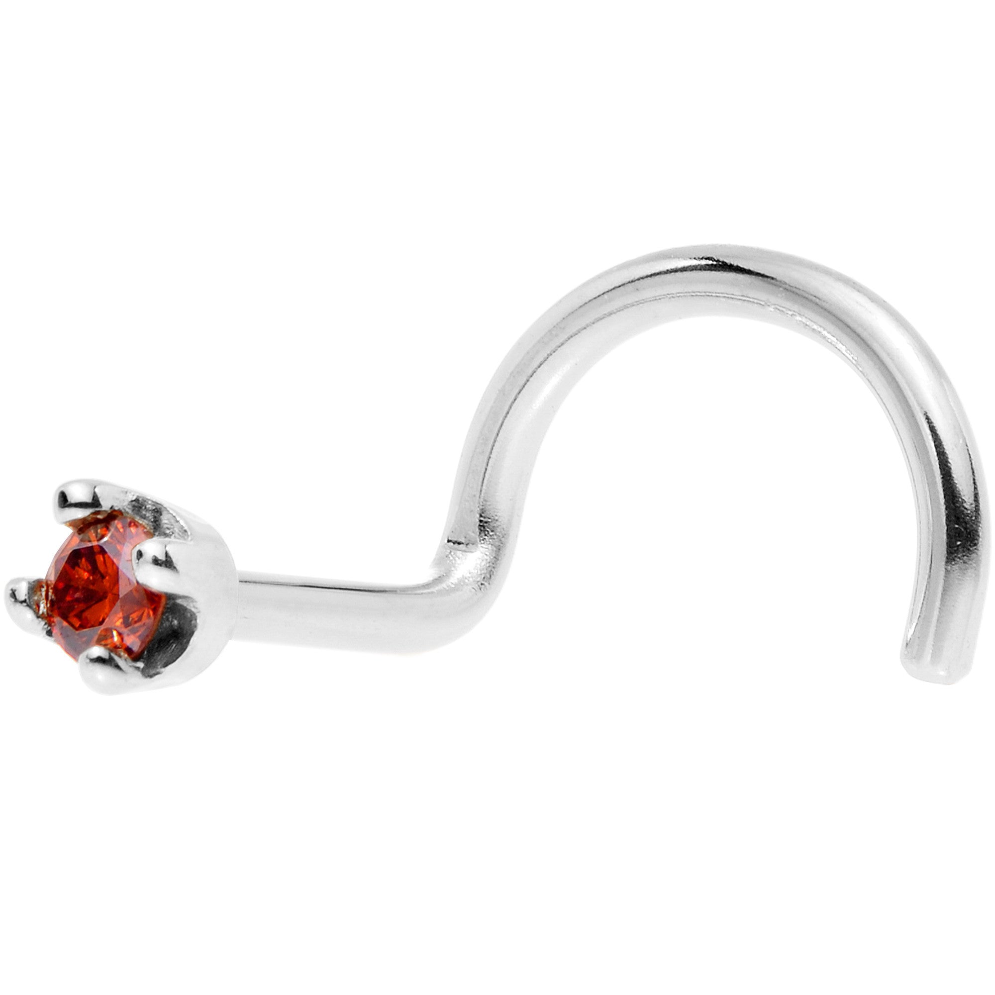 BodyCandy 14k White Gold 2mm Lab Grown Red Diamond Nose Ring — color detail