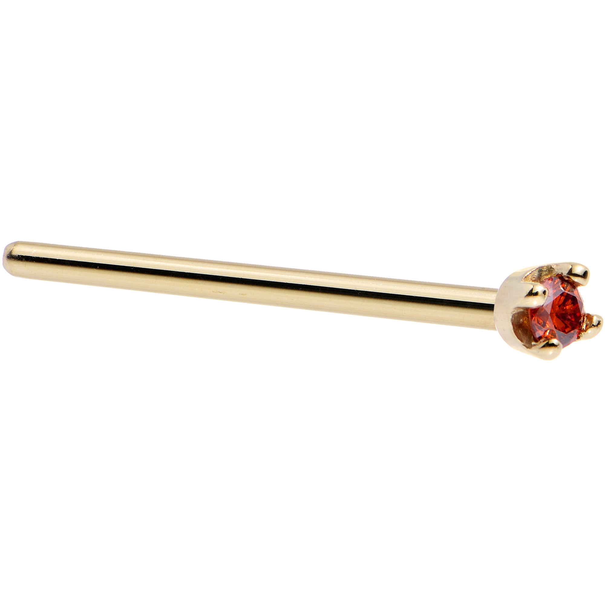 BodyCandy Solid 14K Yellow Gold 1.5mm Genuine Red Diamond Nose Ring — in-use photo