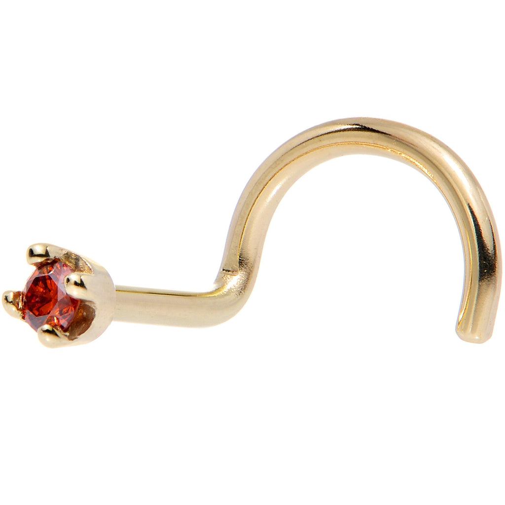 BodyCandy Solid 14K Yellow Gold 1.5mm Genuine Red Diamond Nose Ring — color detail